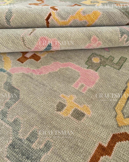 Kalren Wool Hand-Knotted Oushak-Inspired Rug