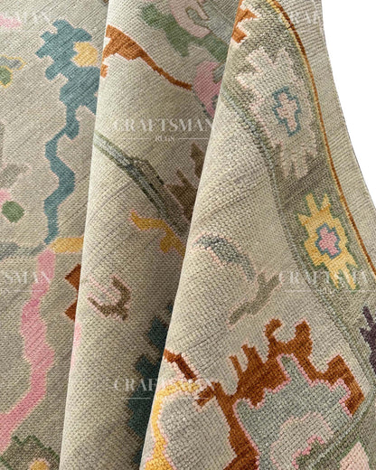 Kalren Wool Hand-Knotted Oushak-Inspired Rug