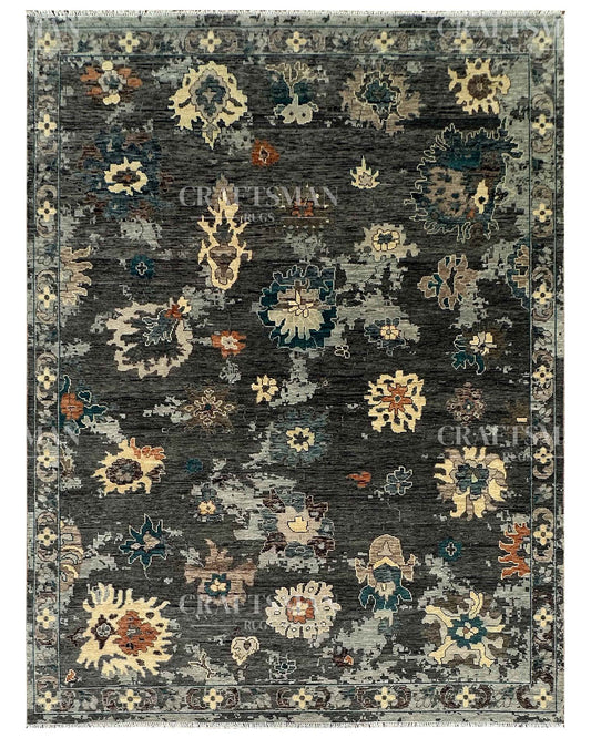 Jorlen Wool Hand-Knotted Oushak-Inspired Rug