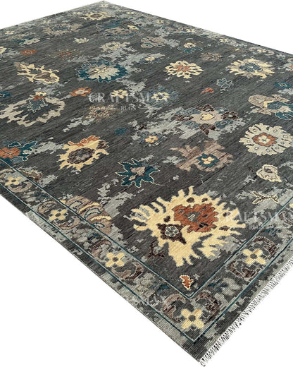 Jorlen Wool Hand-Knotted Oushak-Inspired Rug