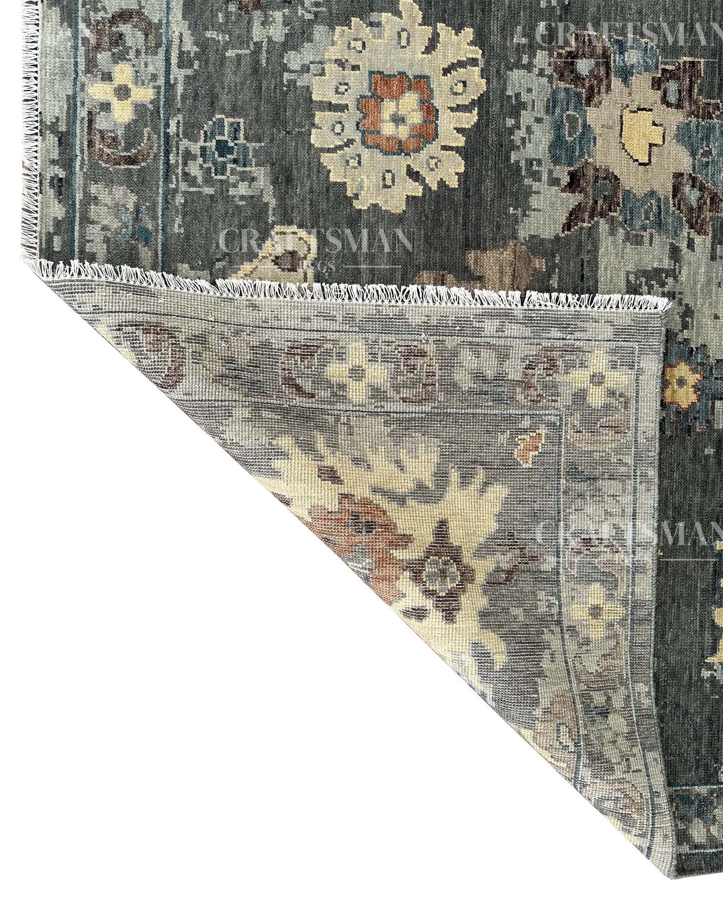 Jorlen Wool Hand-Knotted Oushak-Inspired Rug