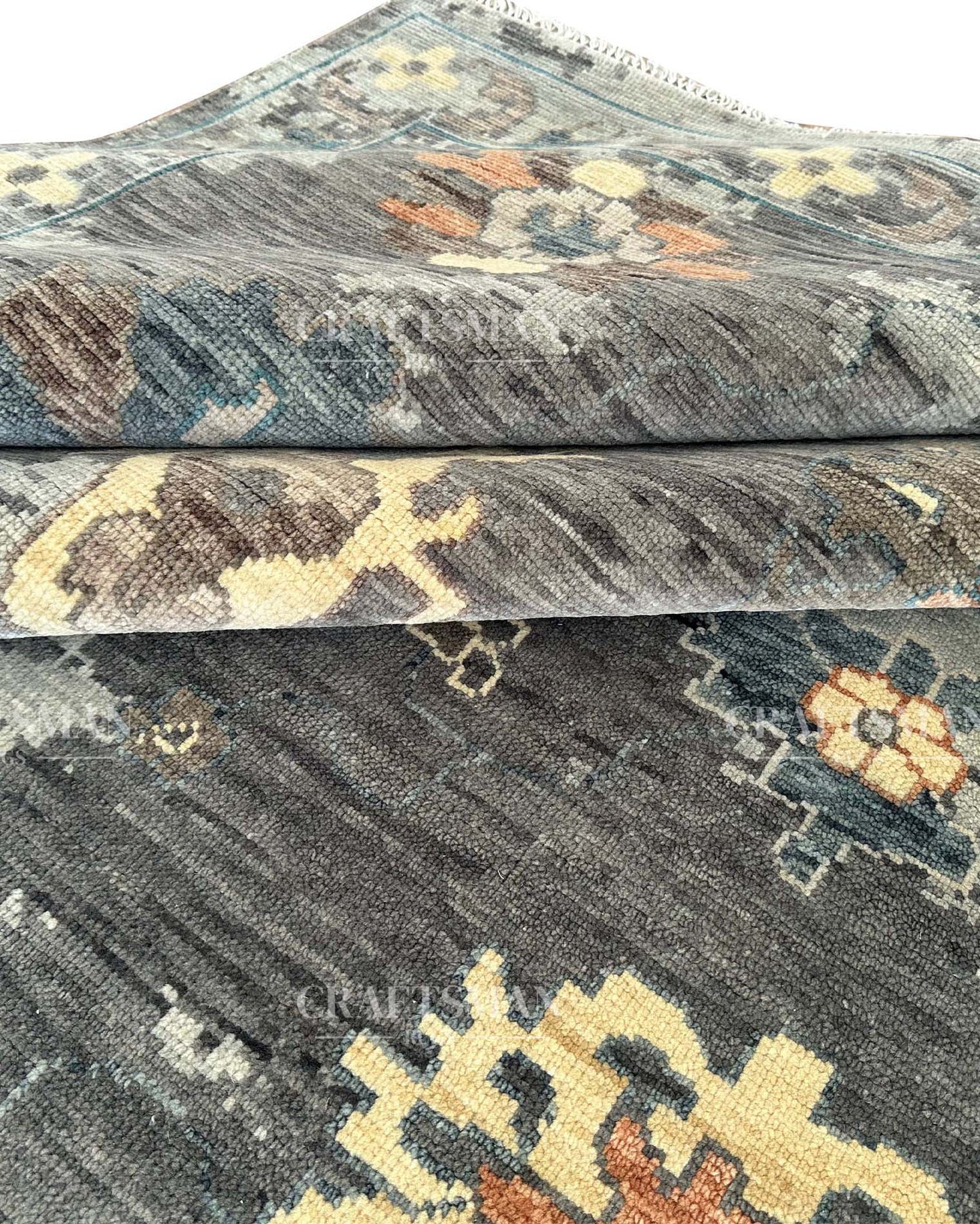 Jorlen Wool Hand-Knotted Oushak-Inspired Rug