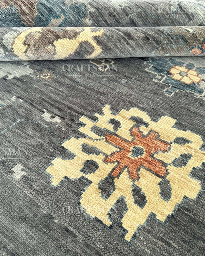Jorlen Wool Hand-Knotted Oushak-Inspired Rug