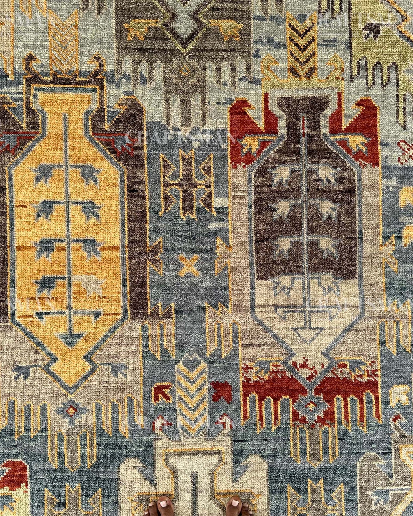 Terlis Wool Hand-Knotted Oushak-Inspired Rug