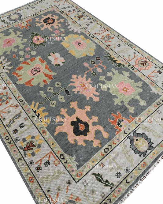 Smyrna Wool Hand-Knotted Oushak-Inspired Rug