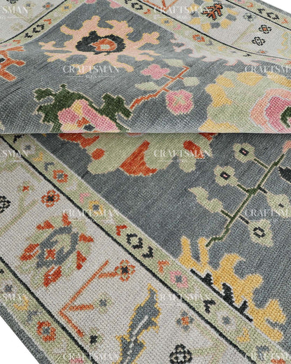 Smyrna Wool Hand-Knotted Oushak-Inspired Rug