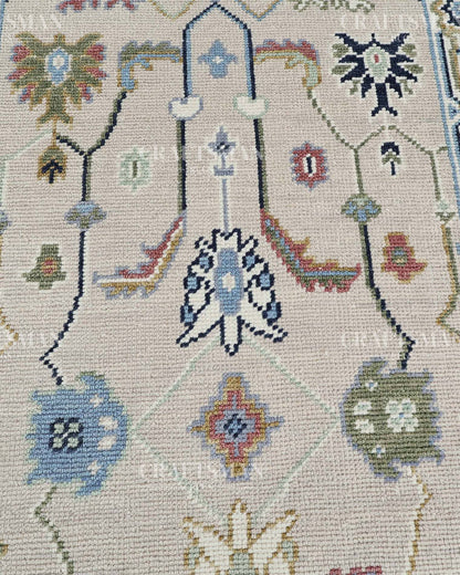 Merin Wool Hand-Knotted Oushak-Inspired Rug