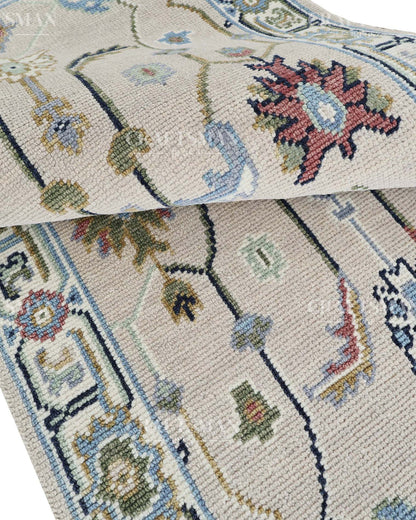 Merin Wool Hand-Knotted Oushak-Inspired Rug