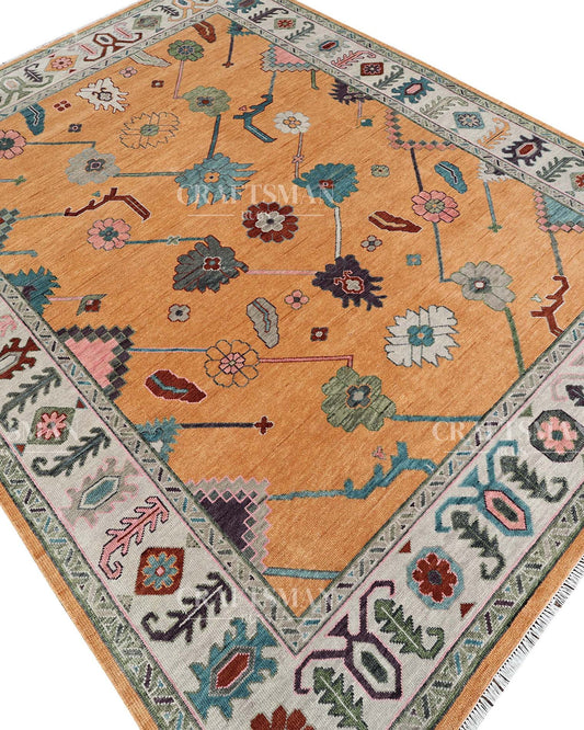Orvia Wool Hand-Knotted Oushak-Inspired Rug