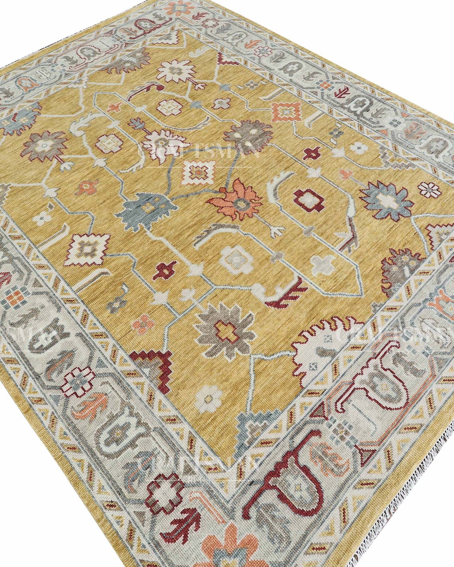 Enlor Wool Hand-Knotted Oushak-Inspired Rug