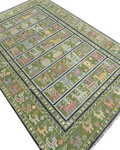 Tapestria Wool Hand-Knotted Oushak-Inspired Rug