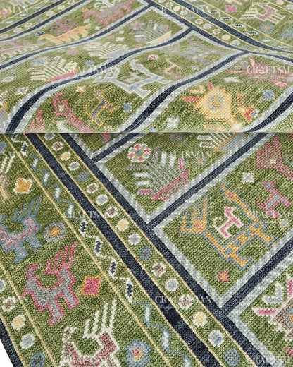 Tapestria Wool Hand-Knotted Oushak-Inspired Rug