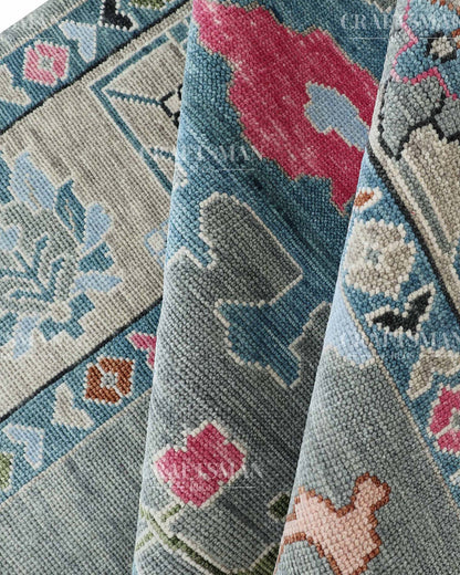 Korrin Wool Hand-Knotted Oushak-Inspired Rug