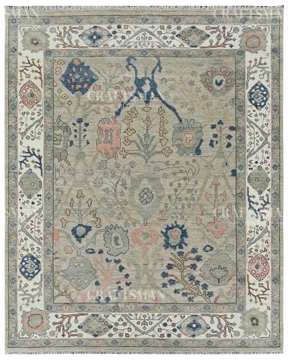 Vellin Wool Hand-Knotted Oushak-Inspired Rug