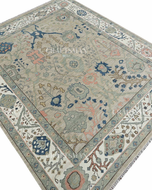 Vellin Wool Hand-Knotted Oushak-Inspired Rug