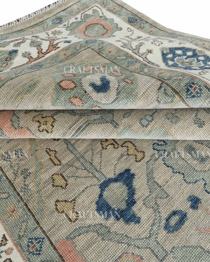 Vellin Wool Hand-Knotted Oushak-Inspired Rug