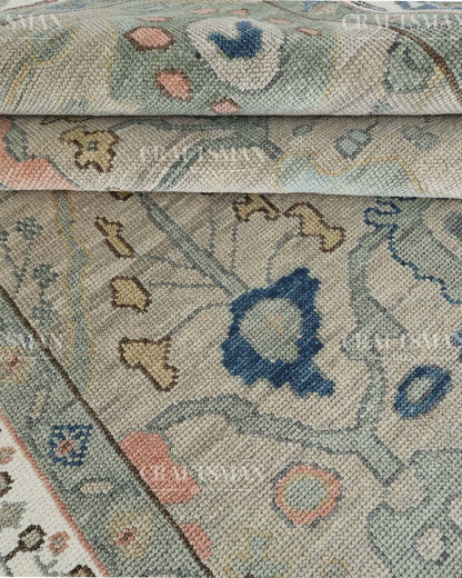 Vellin Wool Hand-Knotted Oushak-Inspired Rug