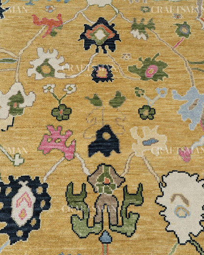 Duvra Wool Hand-Knotted Oushak-Inspired Rug