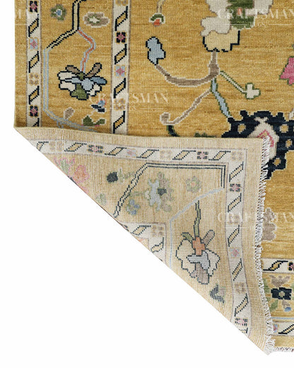 Duvra Wool Hand-Knotted Oushak-Inspired Rug