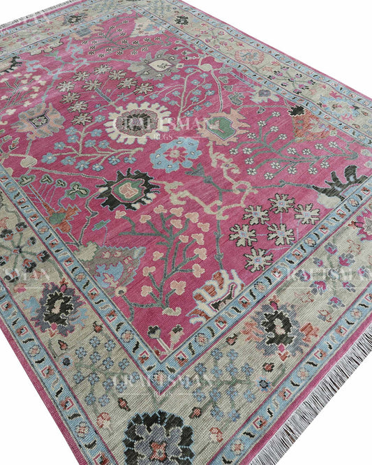 Rivor Wool Hand-Knotted Oushak-Inspired Rug