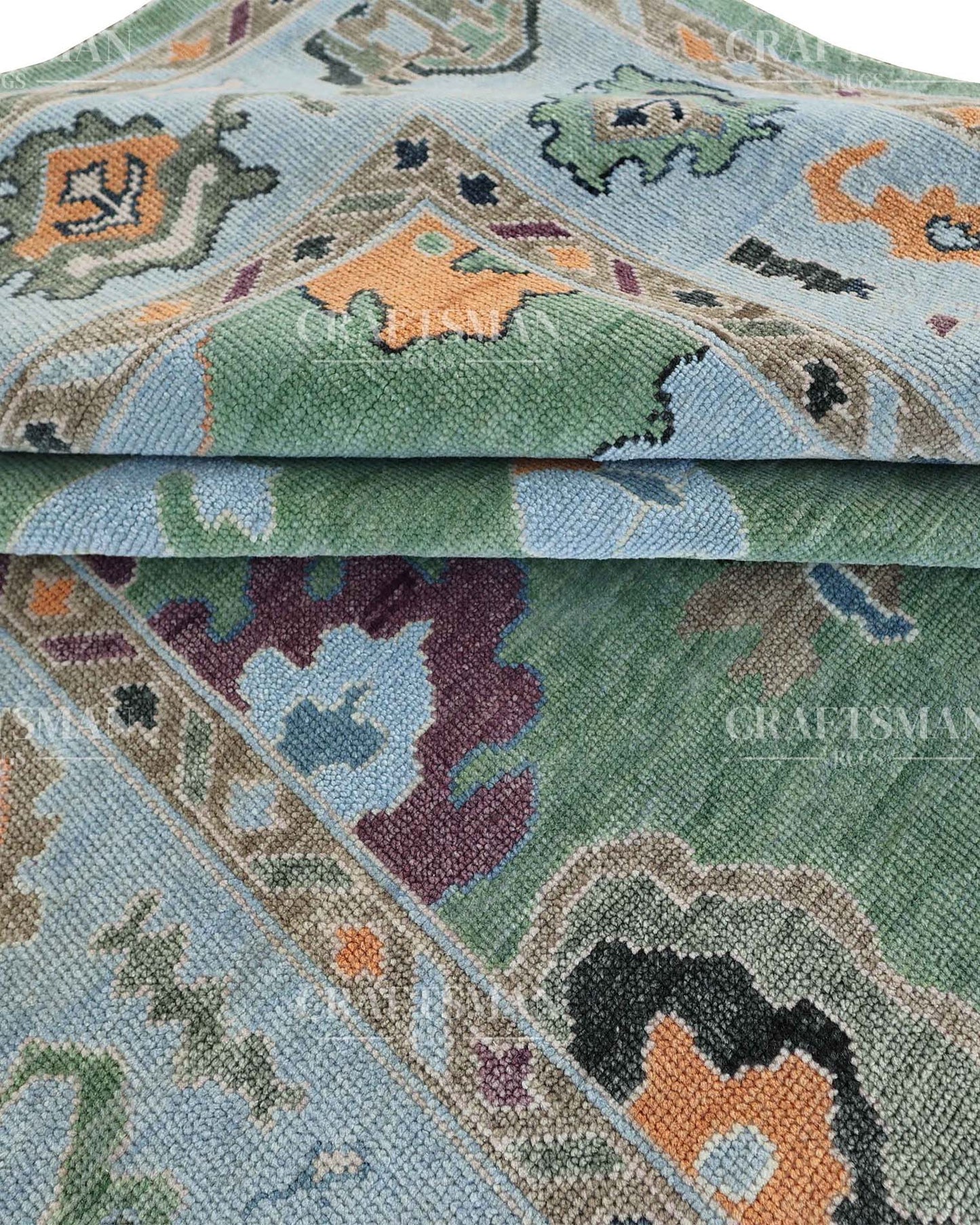 Olyra Wool Hand-Knotted Oushak-Inspired Rug