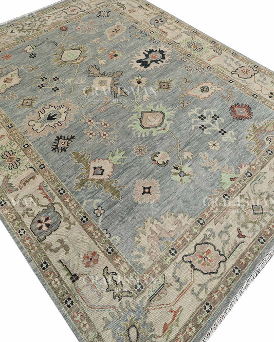 Teyrin Wool Hand-Knotted Oushak-Inspired Rug