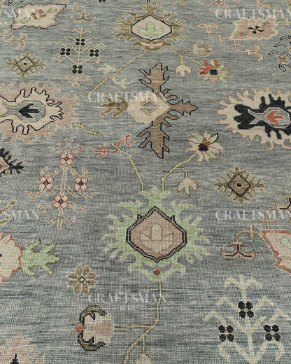 Teyrin Wool Hand-Knotted Oushak-Inspired Rug