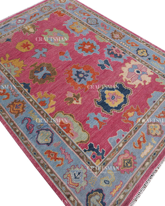 Fibora Wool Hand-Knotted Oushak-Inspired Rug
