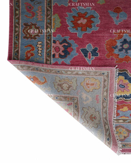 Fibora Wool Hand-Knotted Oushak-Inspired Rug