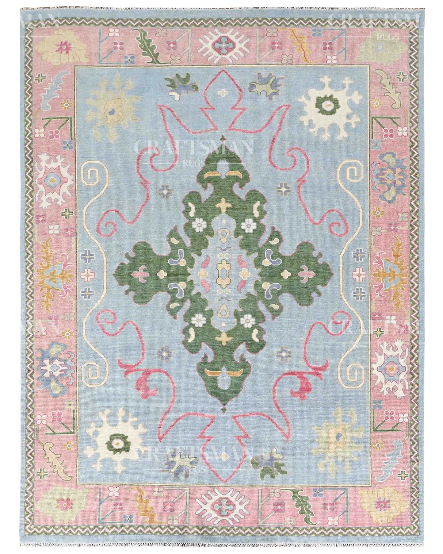 Nolvir Wool Hand-Knotted Oushak-Inspired Rug
