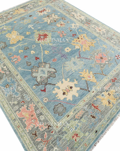 Avarn Wool Hand-Knotted Oushak-Inspired Rug