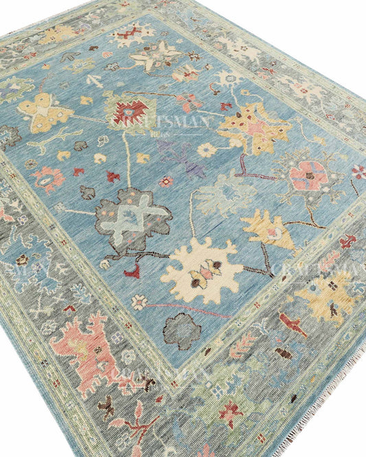 Avarn Wool Hand-Knotted Oushak-Inspired Rug