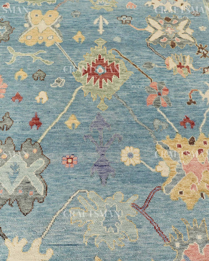 Avarn Wool Hand-Knotted Oushak-Inspired Rug