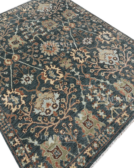 Erdis Wool Hand-Knotted Oushak-Inspired Rug