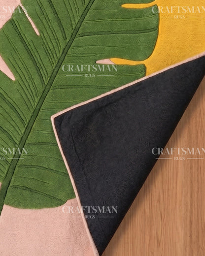 Tropical Banana Leaf Hand Tufted Carpet – Modern Abstract Area Rug for Living Room & Bedroom | 5x8, 8x10, 9x12