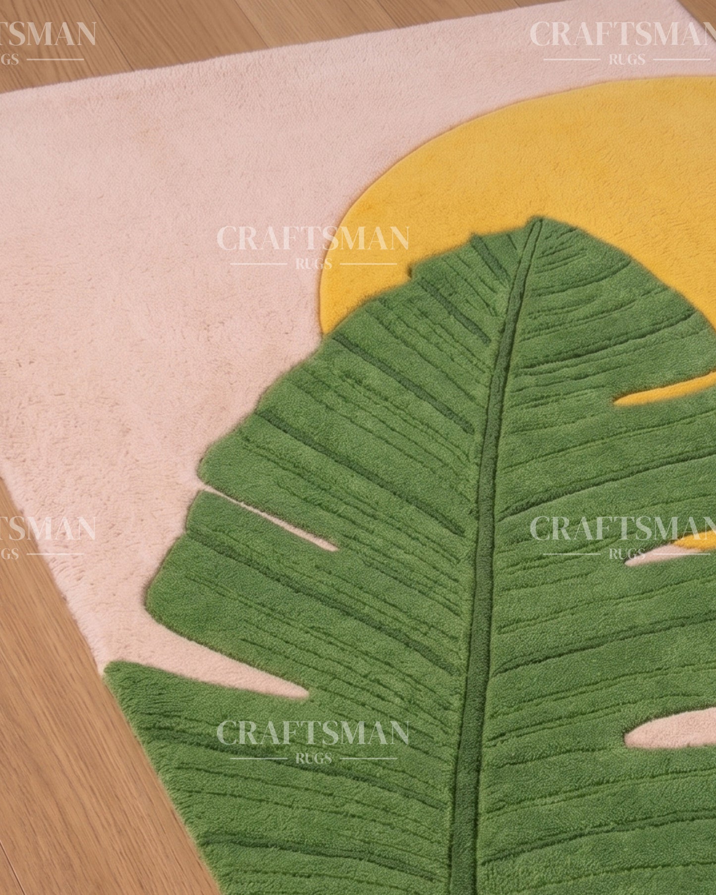 Tropical Banana Leaf Hand Tufted Carpet – Modern Abstract Area Rug for Living Room & Bedroom | 5x8, 8x10, 9x12