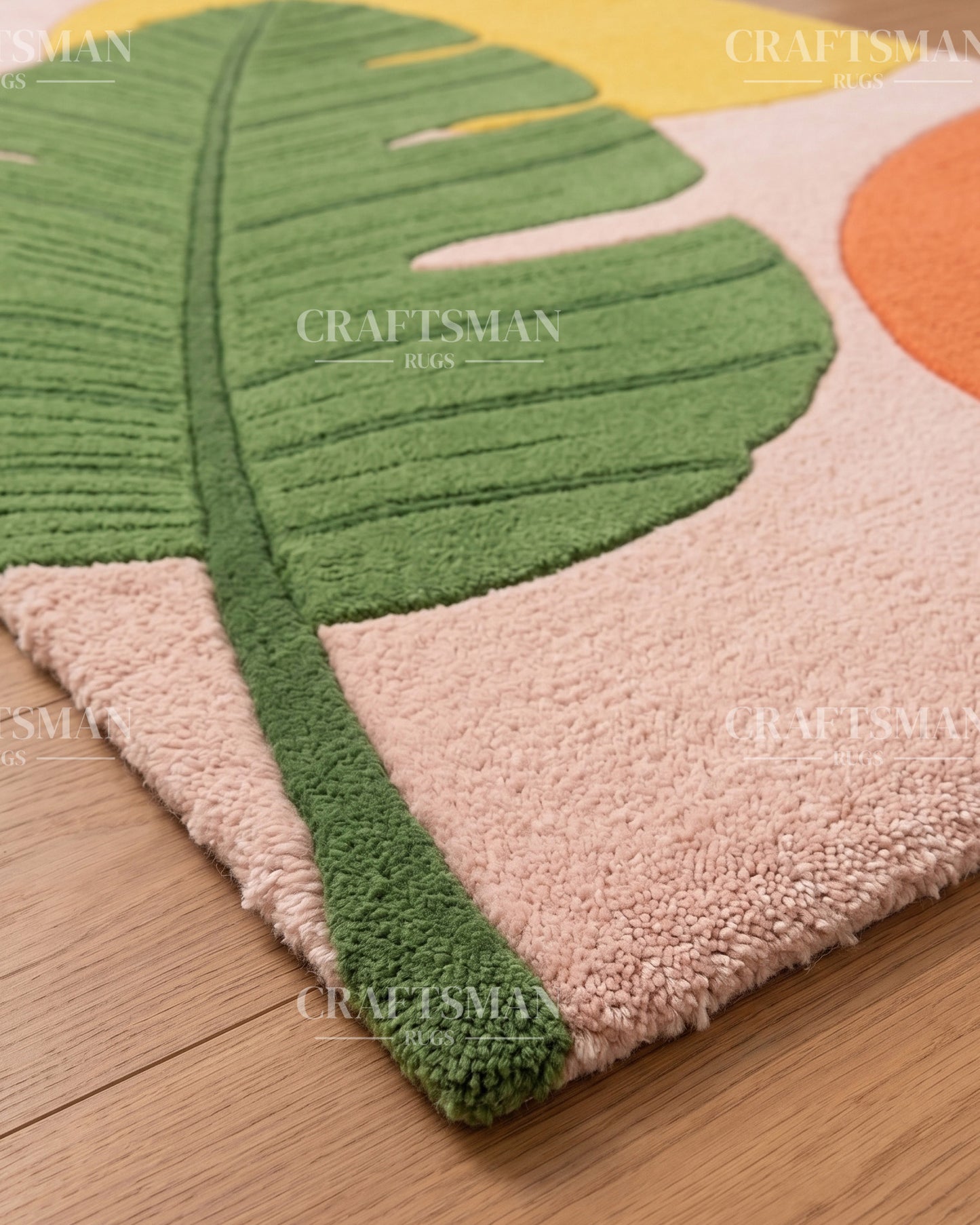 Tropical Banana Leaf Hand Tufted Carpet – Modern Abstract Area Rug for Living Room & Bedroom | 5x8, 8x10, 9x12