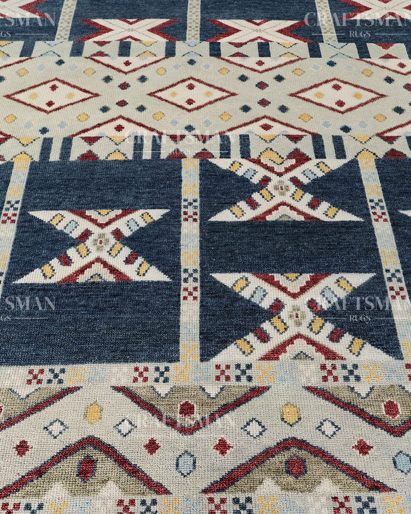 Navaro Geometric Hand-Knotted Wool Rug – Southwestern Inspired Design | Made to Order | Craftsman Rugs Exclusive