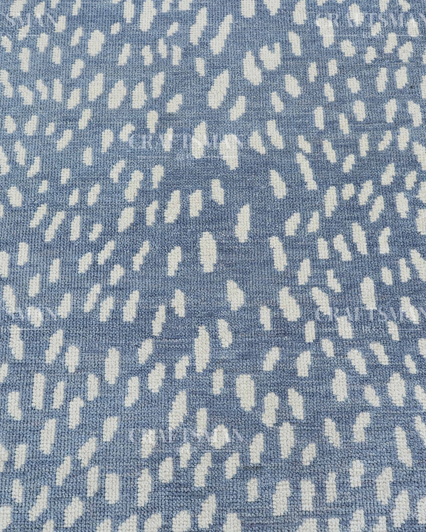 Luna Hand-Knotted Wool Rug – Modern Sky Blue & Ivory Abstract Greek Key Border Design | Handmade Luxury Area Rug | Custom Size