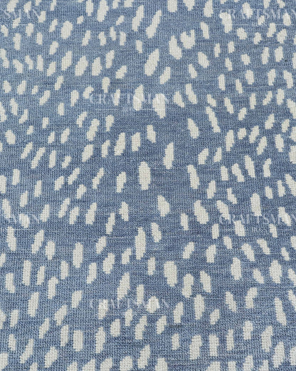 Luna Hand-Knotted Wool Rug – Modern Sky Blue & Ivory Abstract Greek Key Border Design | Handmade Luxury Area Rug | Custom Size