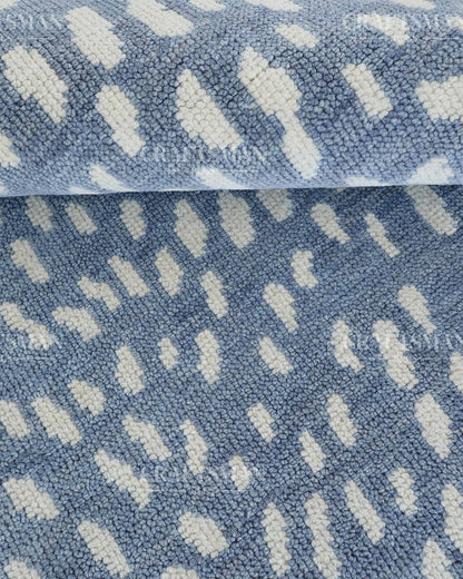 Luna Hand-Knotted Wool Rug – Modern Sky Blue & Ivory Abstract Greek Key Border Design | Handmade Luxury Area Rug | Custom Size