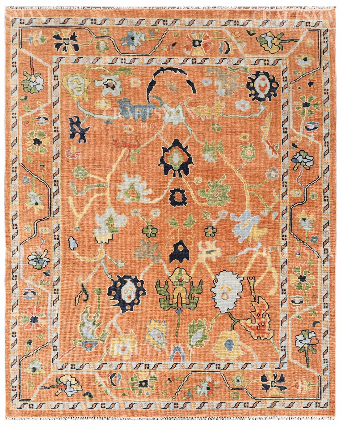 8x10 feet Wool Hand-Knotted Oushak-Inspired Rug | Craftsman Rugs Exclusive