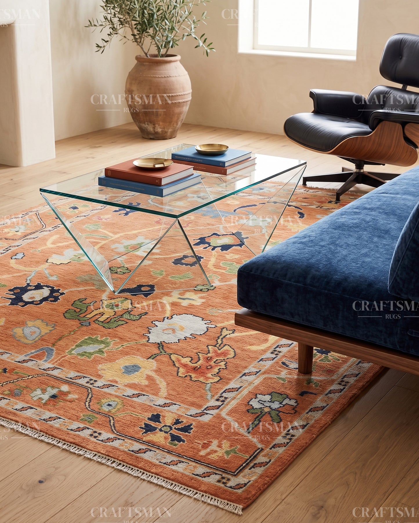 8x10 feet Wool Hand-Knotted Oushak-Inspired Rug | Craftsman Rugs Exclusive
