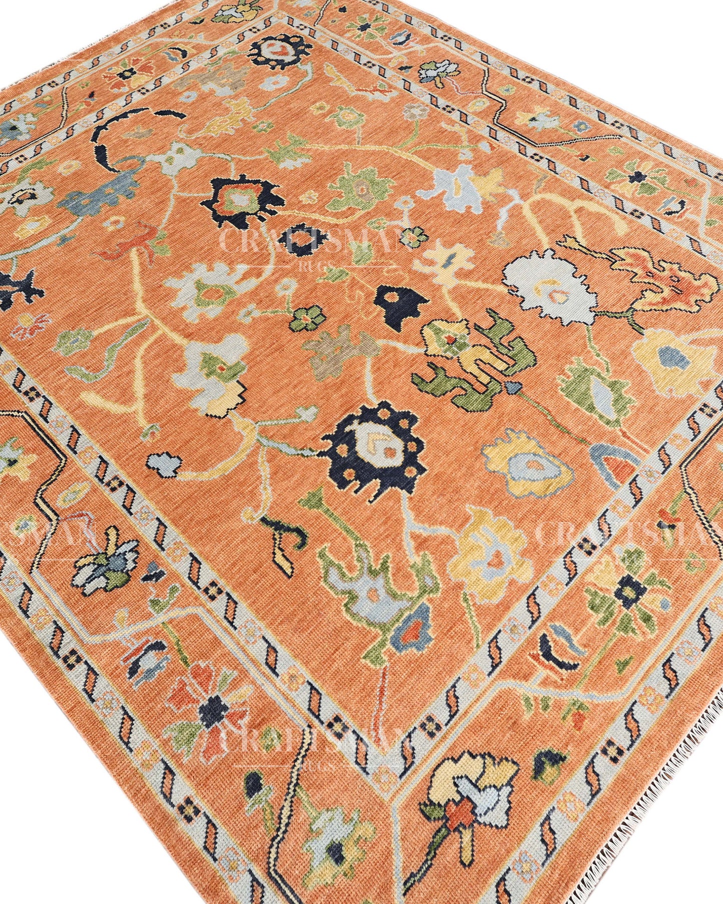 8x10 feet Wool Hand-Knotted Oushak-Inspired Rug | Craftsman Rugs Exclusive