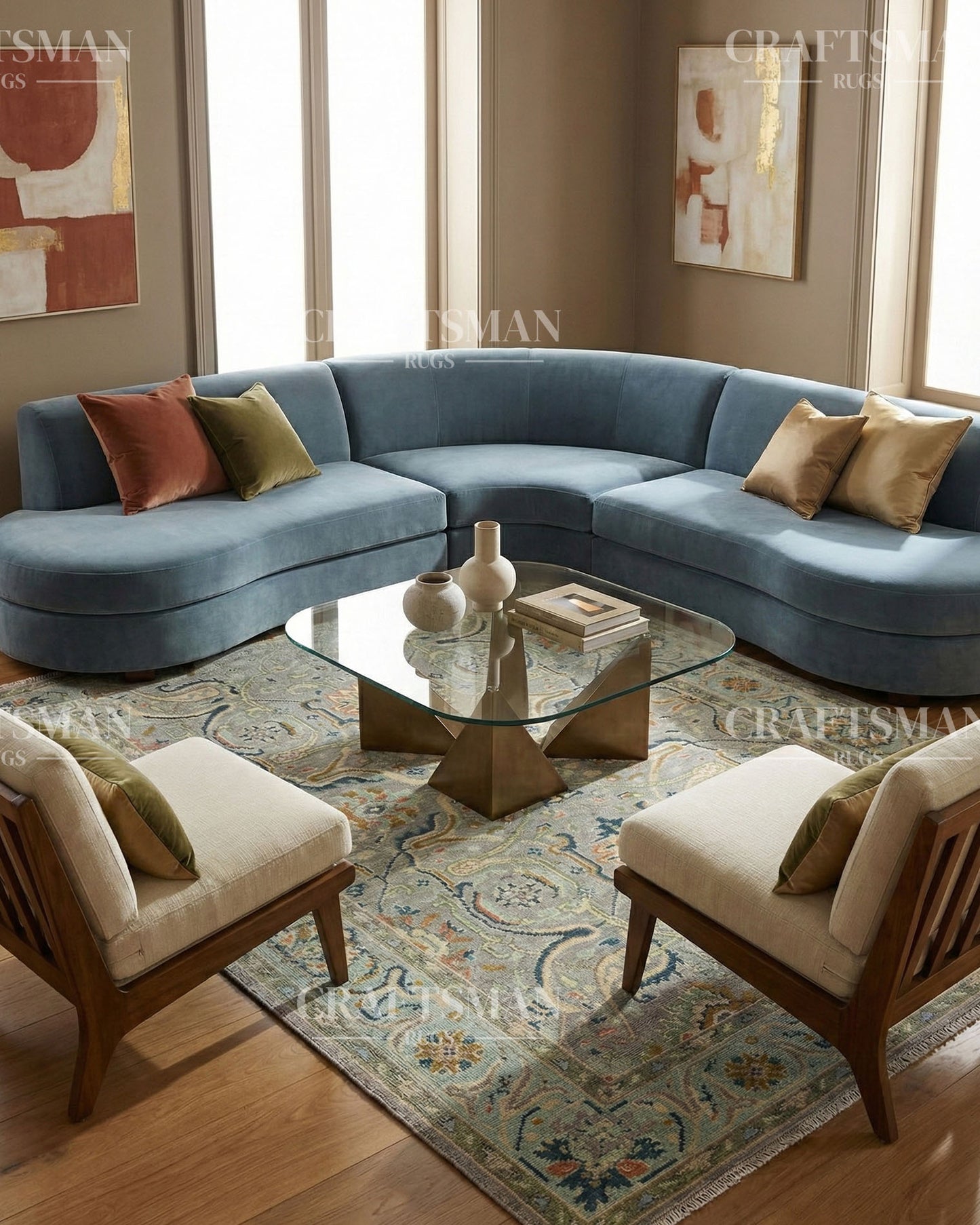 Wevra Wool Hand-Knotted Oushak-Inspired Rug