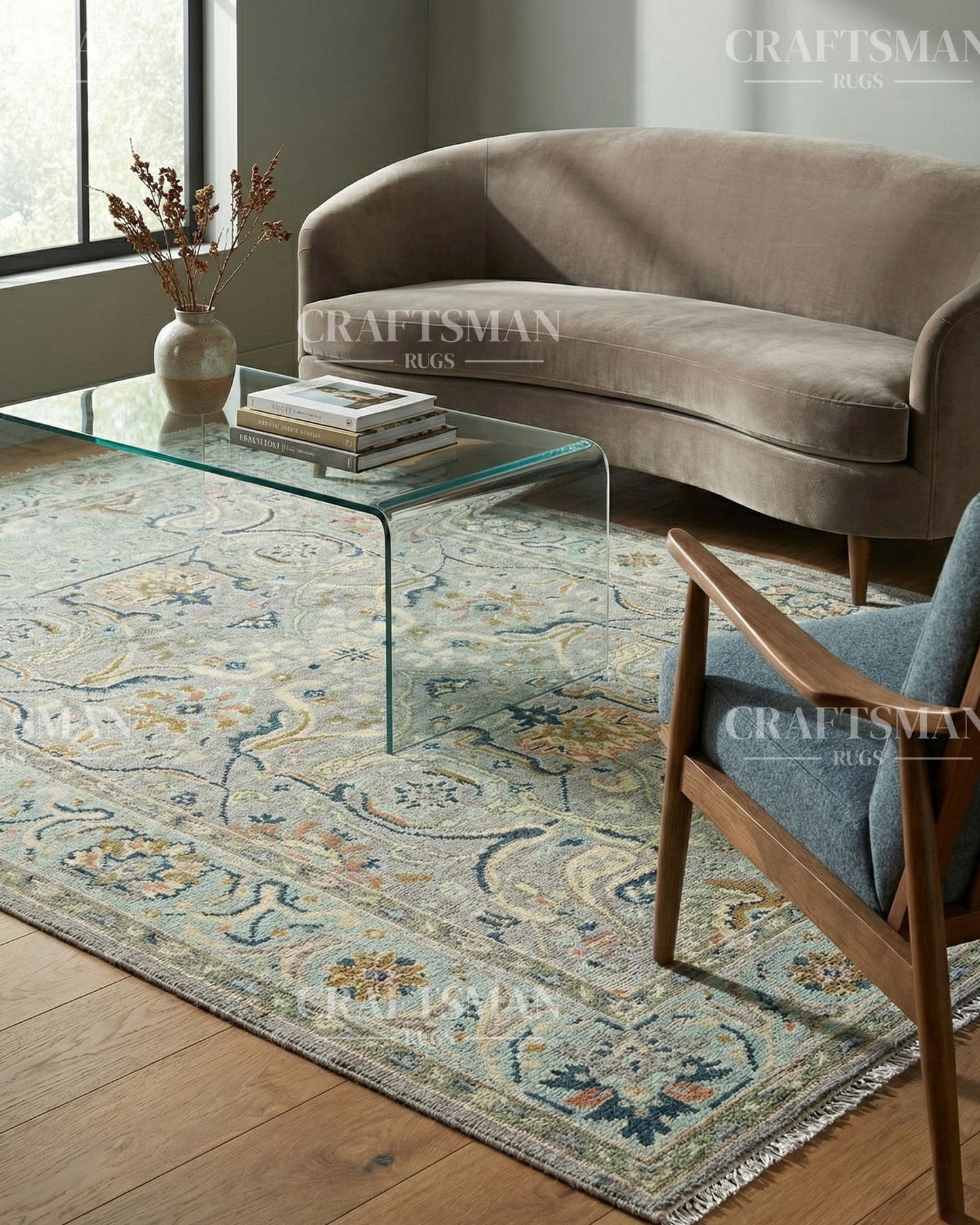 Wevra Wool Hand-Knotted Oushak-Inspired Rug
