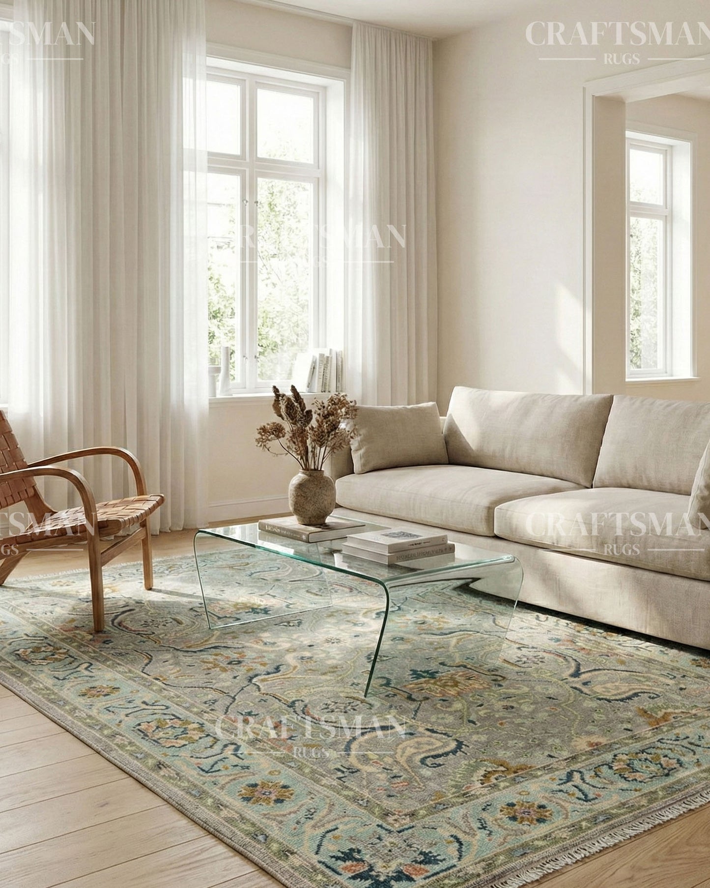 Wevra Wool Hand-Knotted Oushak-Inspired Rug