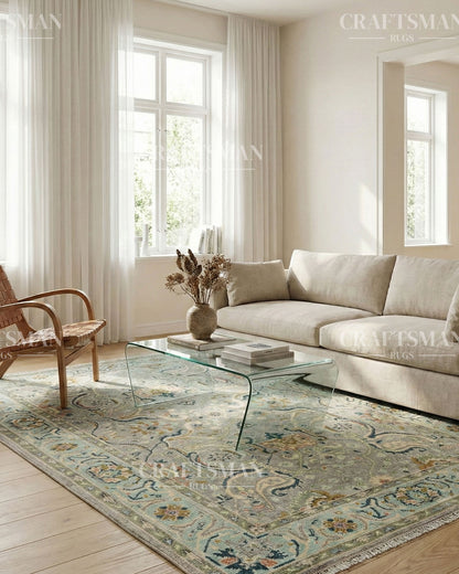 Wevra Wool Hand-Knotted Oushak-Inspired Rug
