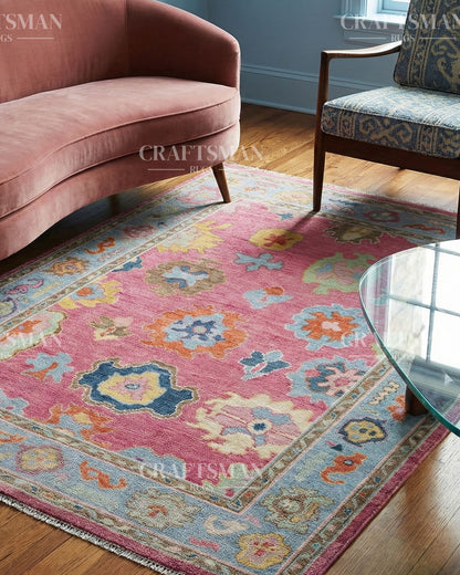 Fibora Wool Hand-Knotted Oushak-Inspired Rug