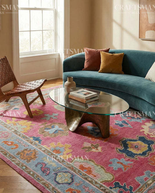Fibora Wool Hand-Knotted Oushak-Inspired Rug